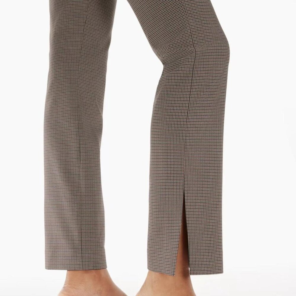 Aritzia Babaton 8 Brown Houndstooth Mid-Rise Slim Fit Ankle Slit Numero Pant - Picture 3 of 14
